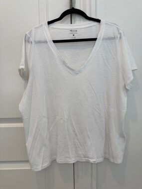 Madewell Whisper Lightweight Cotton V-Neck T-Shirt Size XXL Optic White